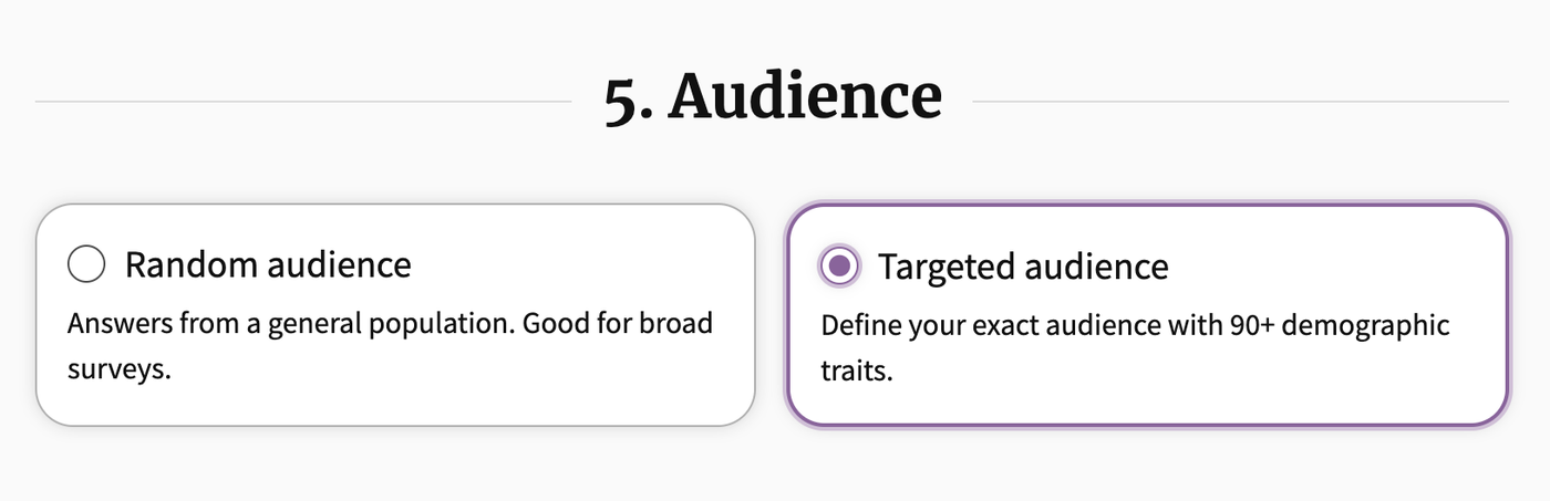 Screenshot of Poll Builder audience selector.