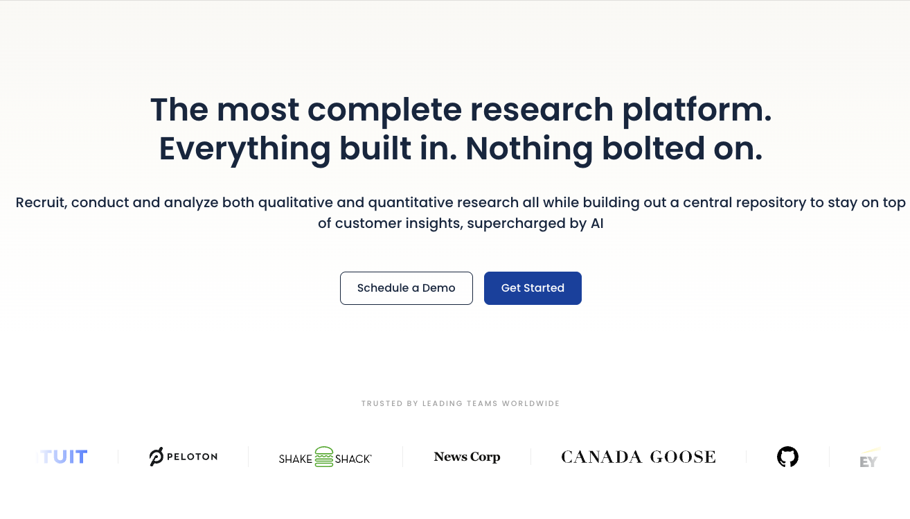 PlaybookUX mixed-method research platform homepage