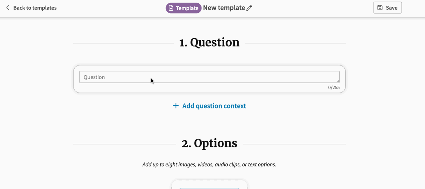 Gif of creating a PickFu Template
