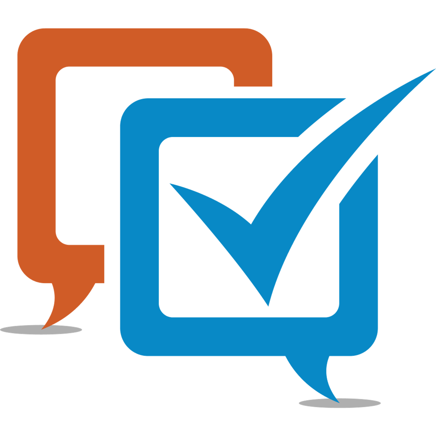 PickFu checkmark logo: orange and blue speech bubbles with a checkmark