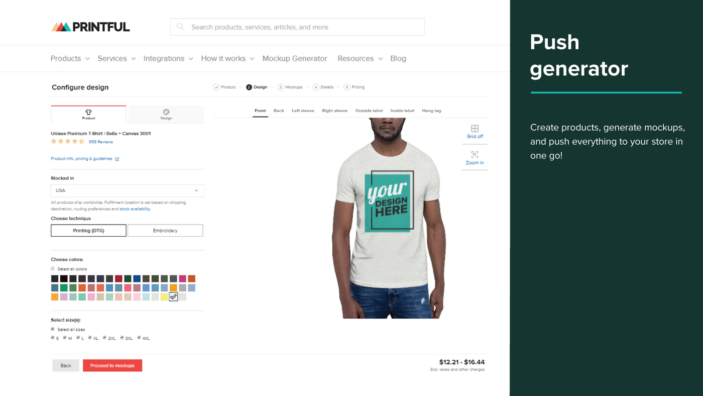 Print on demand for Shopify: screenshot of Printful app