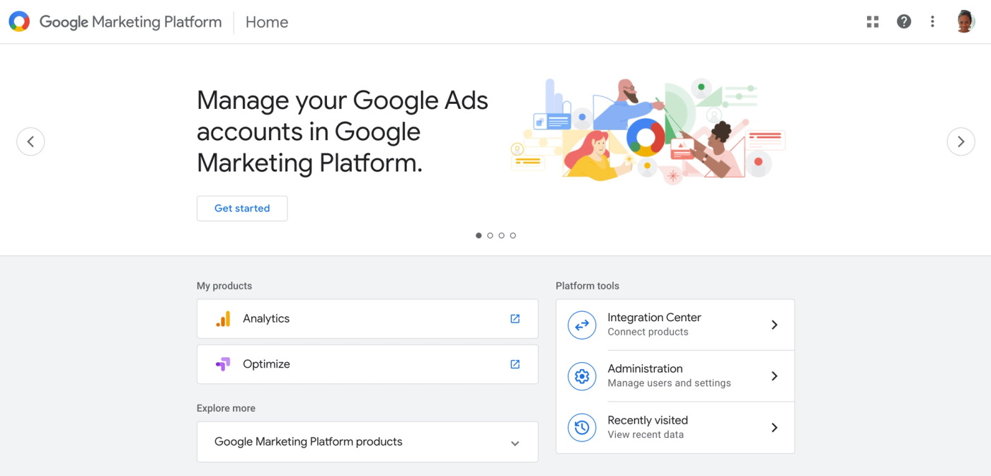 Screenshot of Google Optimize homepage