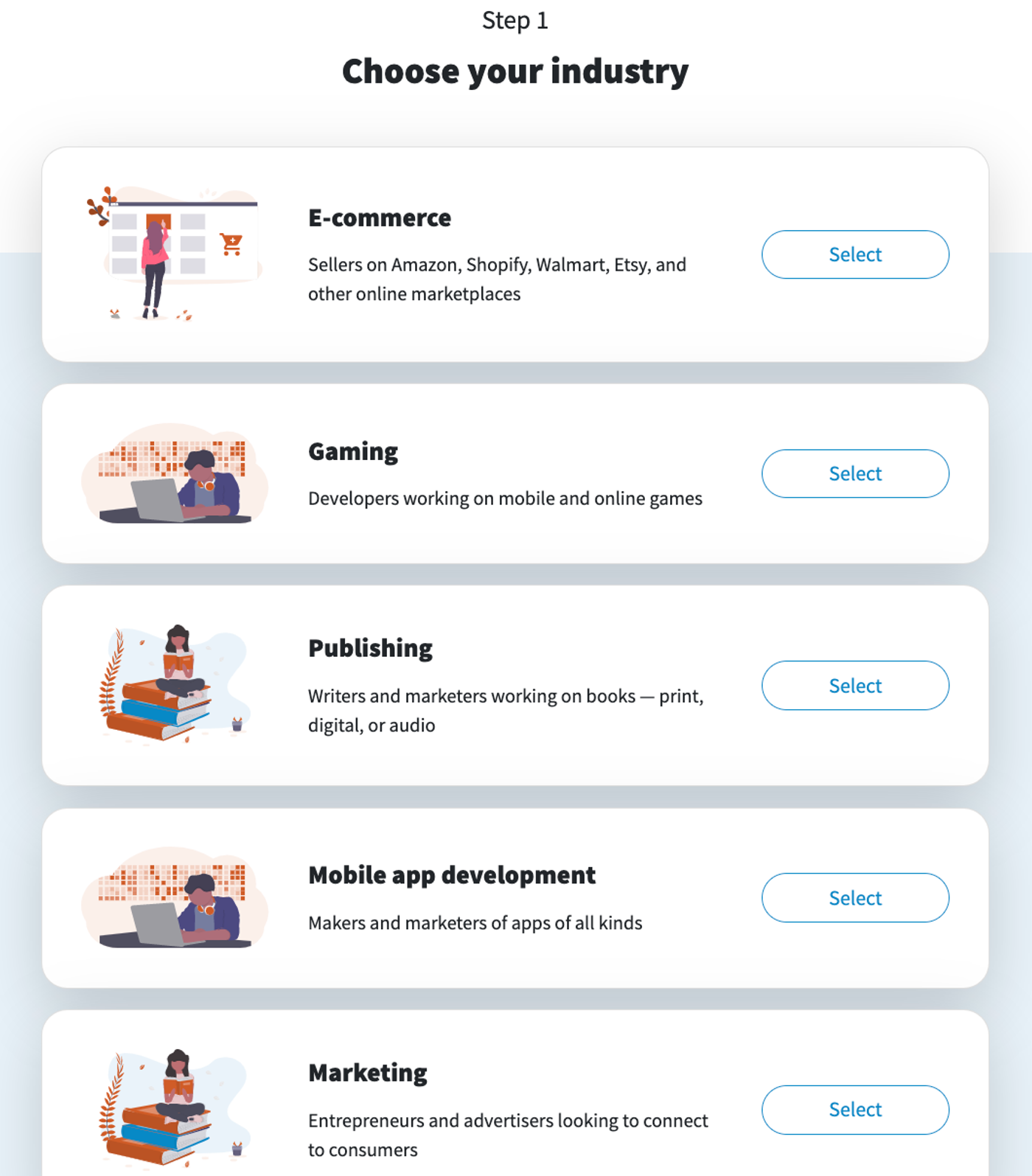 PickFu poll builder: choose your industry