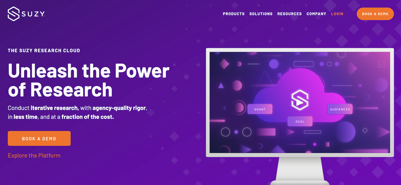 Alternatives to Google Surveys: Suzy homepage