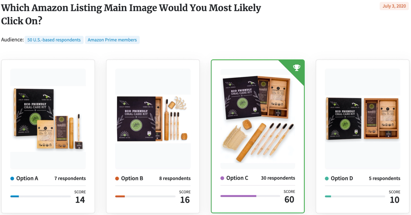 Screenshot of PickFu poll for oral care kit