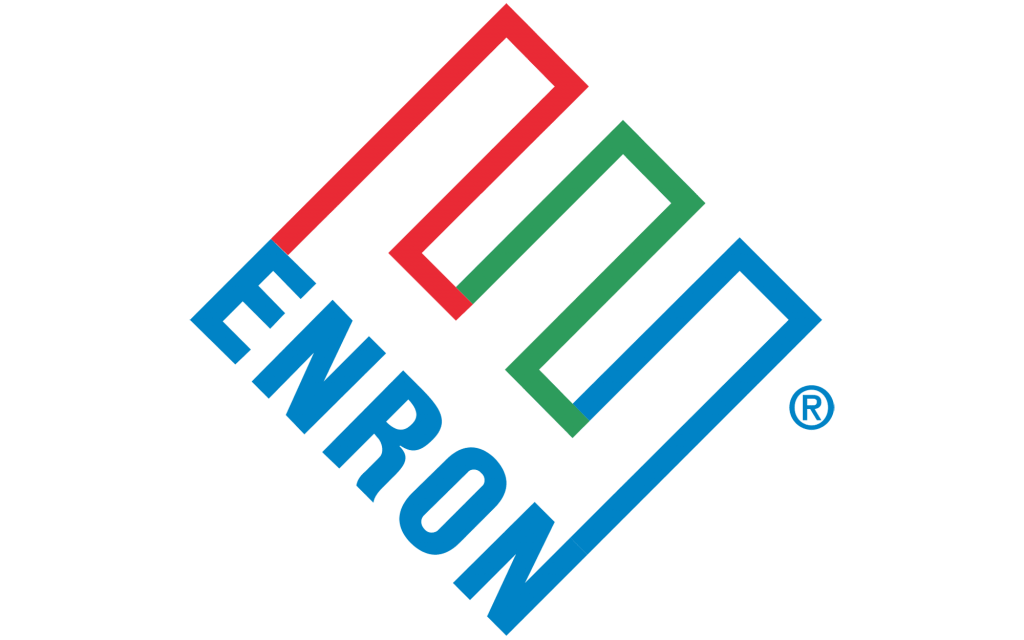 ENRON logo, red, green and blue