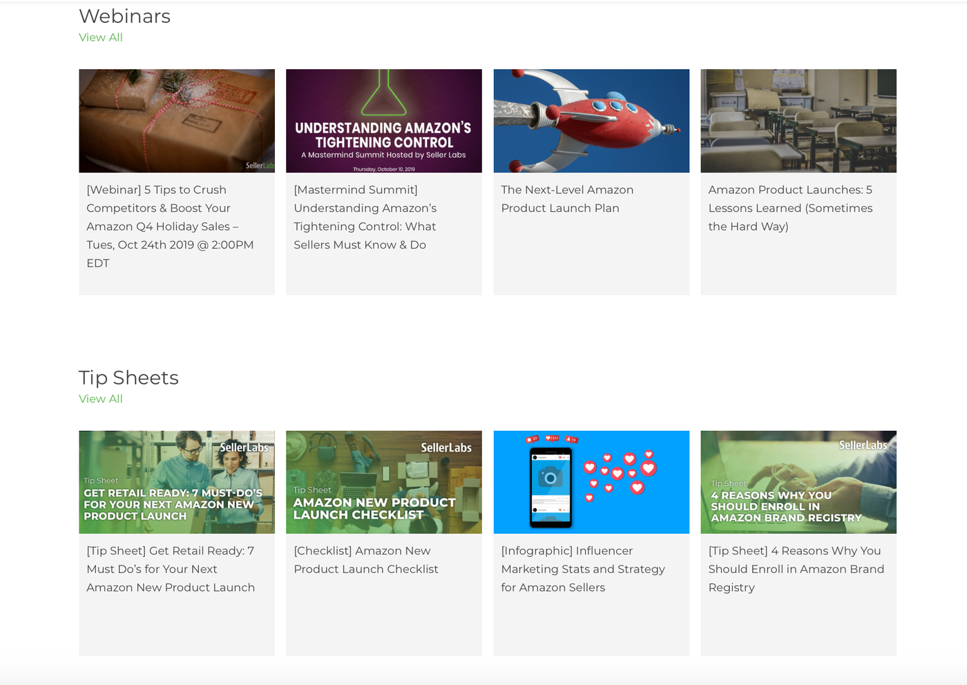 Amazon feedback tools: Screenshot of Feedback Genius resources page