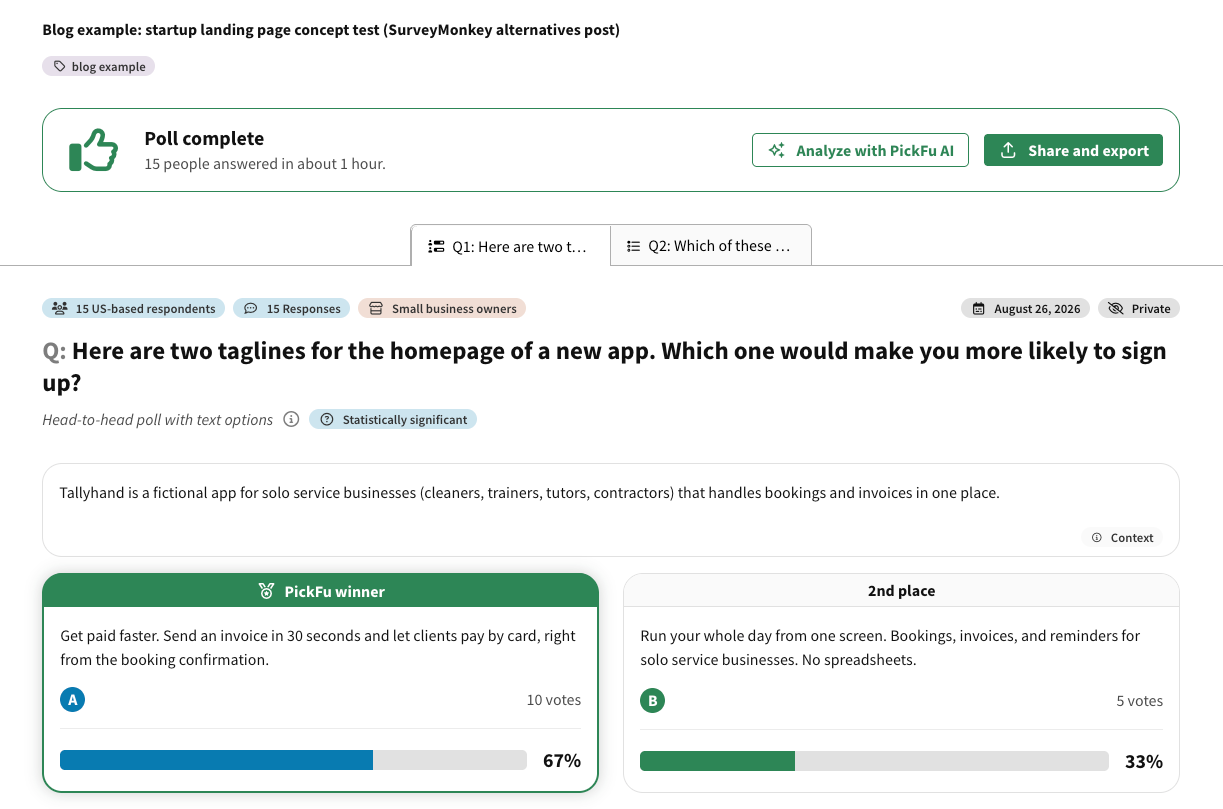 Here are two taglines for the homepage of a new app