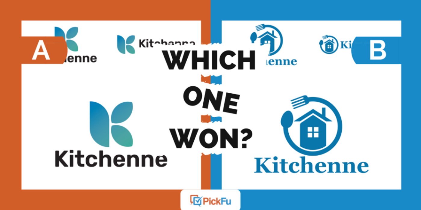 Which One Won card comparing two Kitchenne logo options