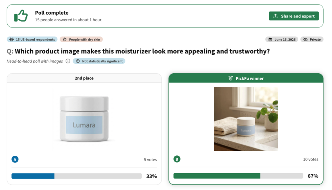Which product image makes this moisturizer look more appealing and trustworthy