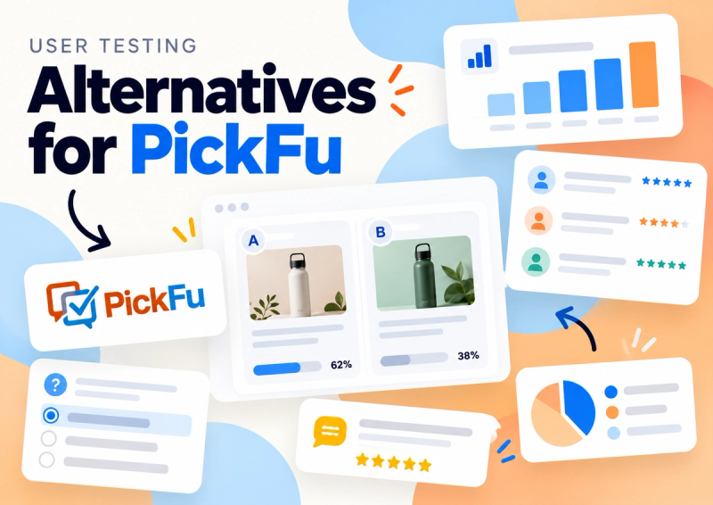 UserTesting alternatives comparison with PickFu and visual research testing dashboards