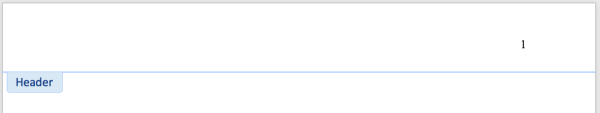Word header area with the page number