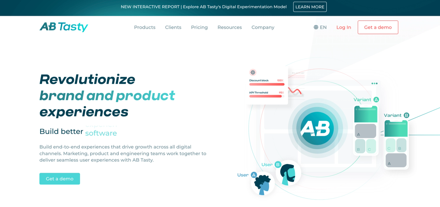 Screenshot of AB Tasty homepage