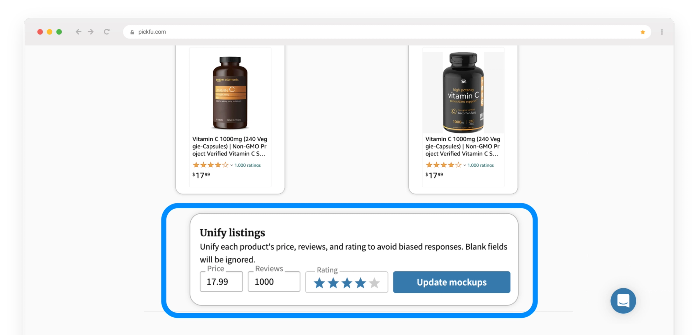 Screenshot of how to unify the information in your mockups with the Amazon Mockup Generator