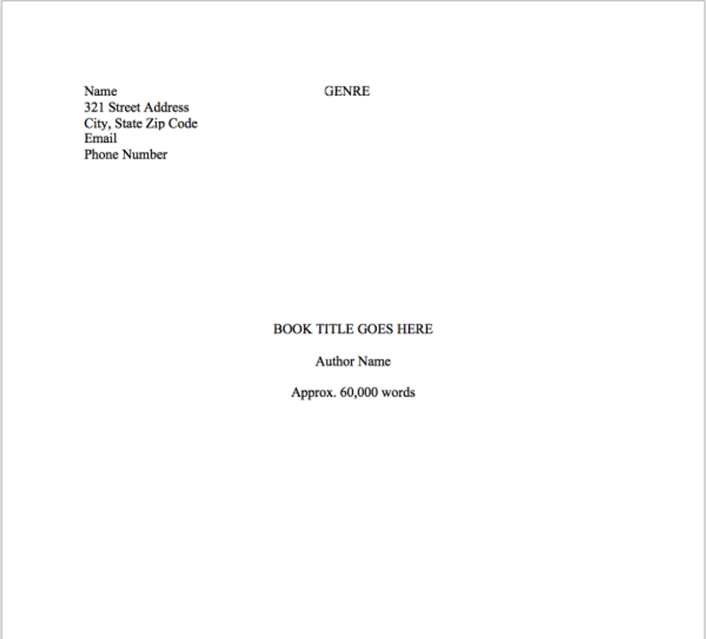 How to Write a Book in Word - Manuscript title page