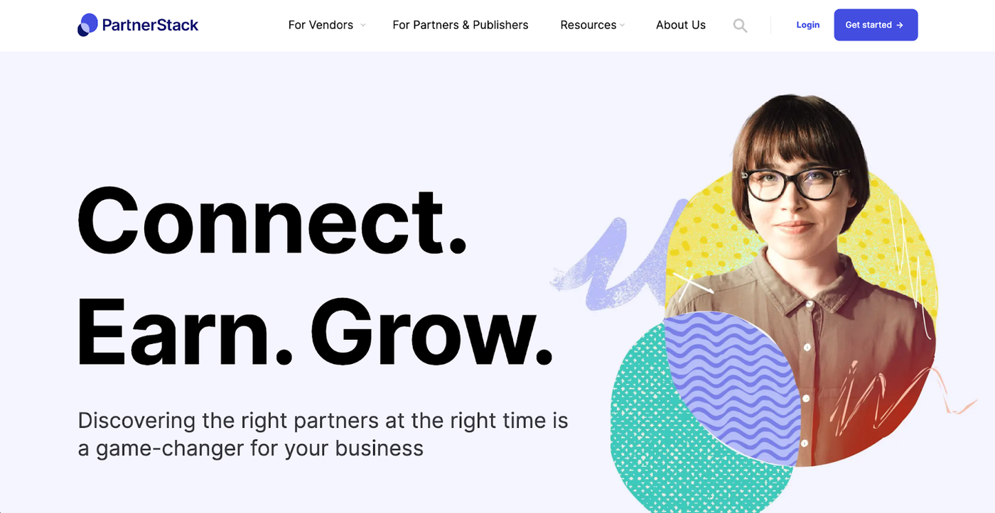 PartnerStack screenshot homepage, desktop, above the fold