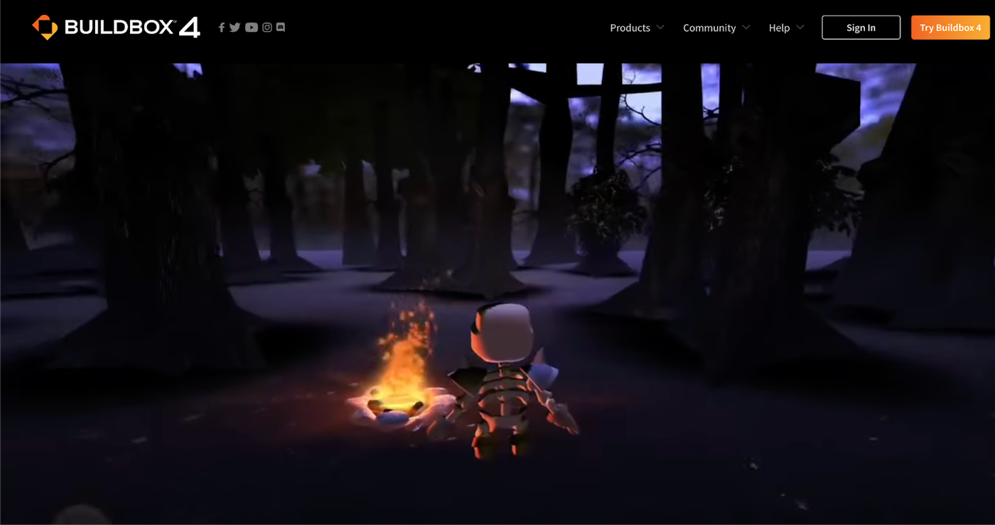 Screenshot from BuildBox website desktop