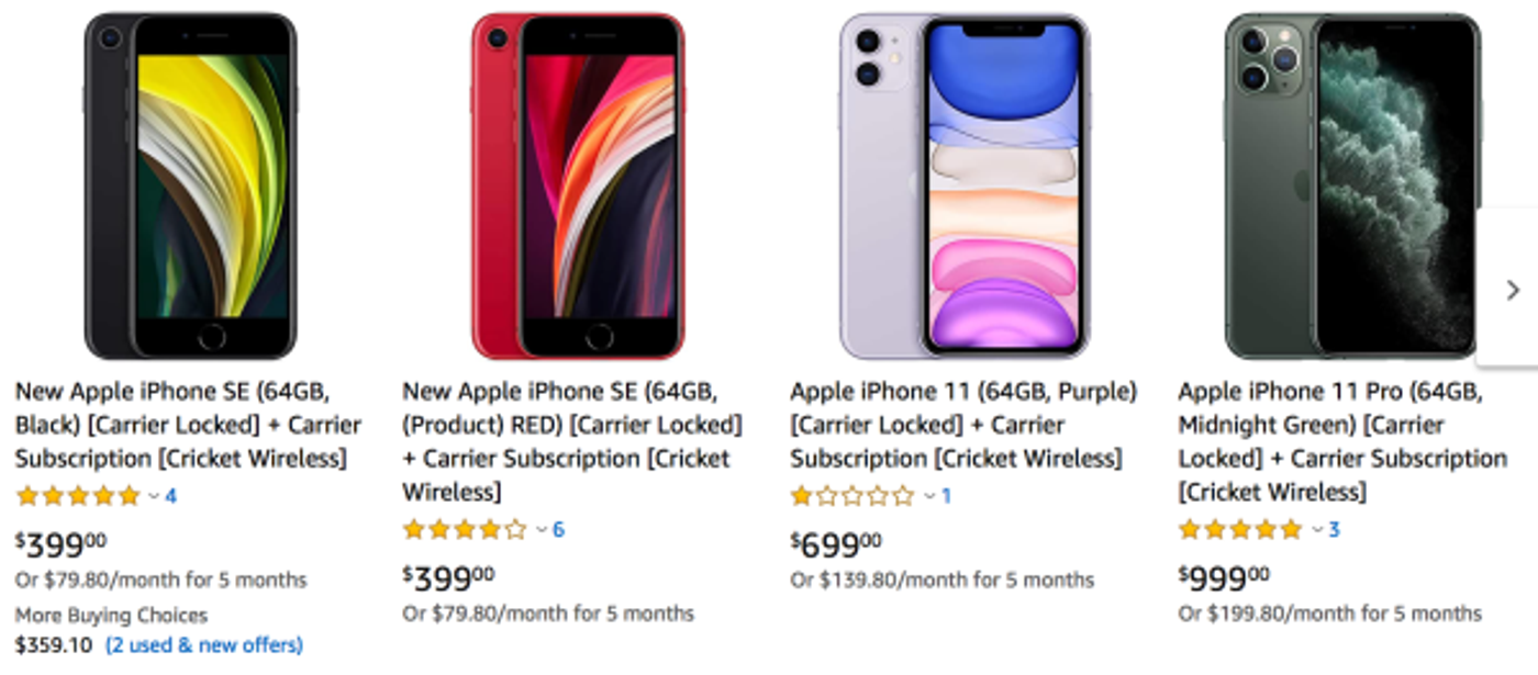 iPhone search results example