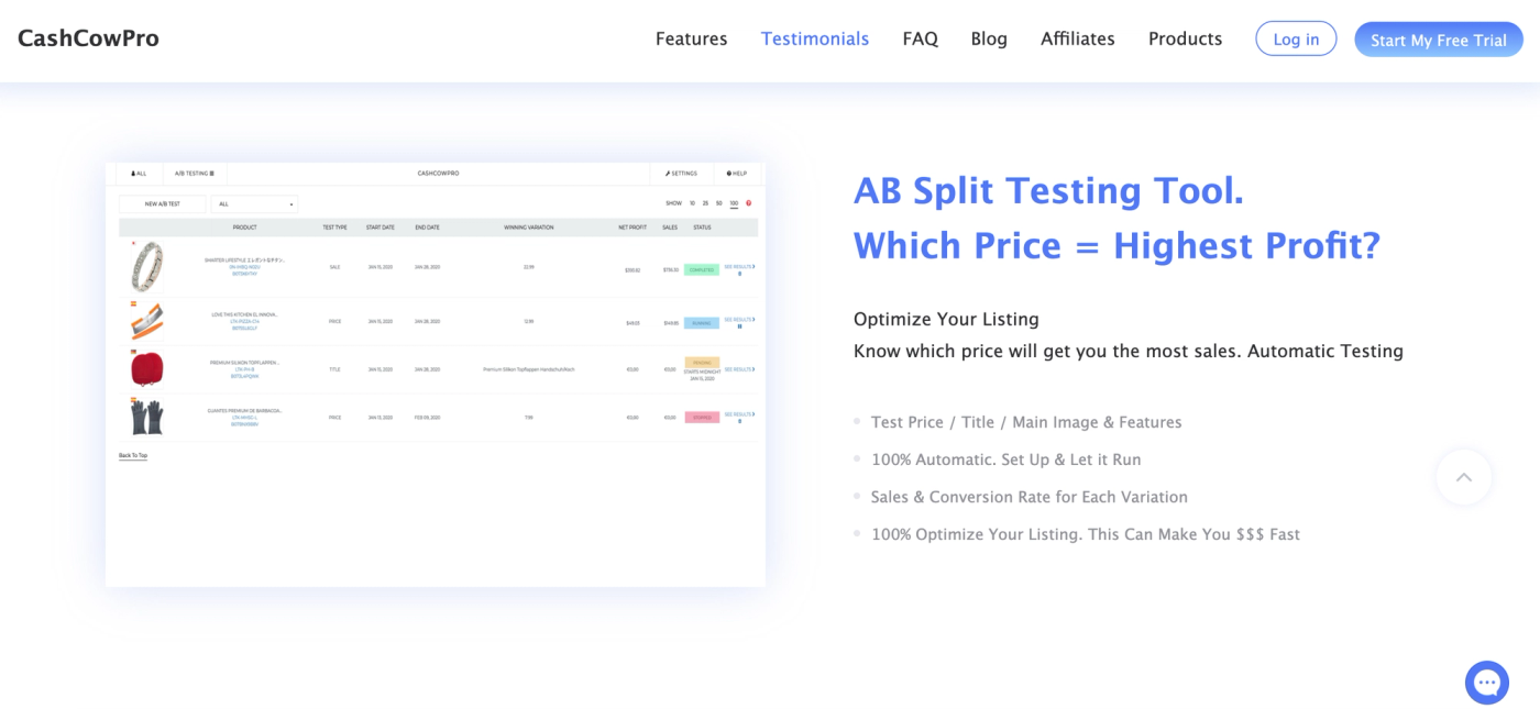 Cashcowpro homepage screenshot