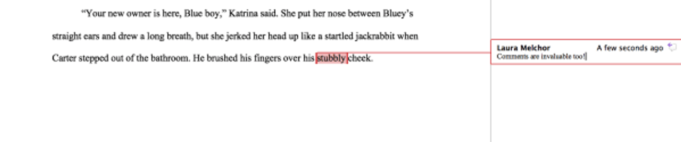 Reviewer comment in the margin of a Word manuscript
