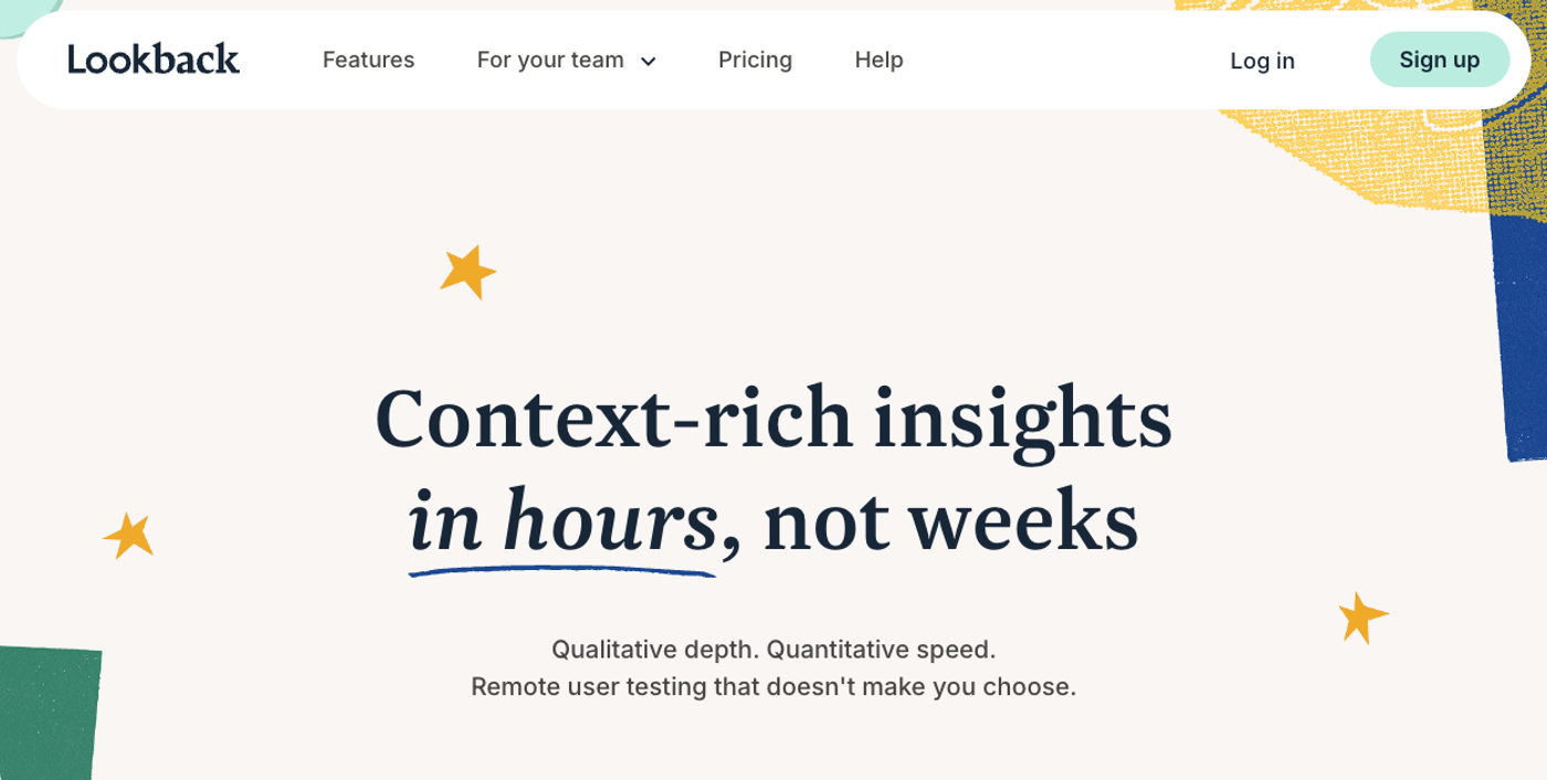 Lookback moderated qualitative research homepage