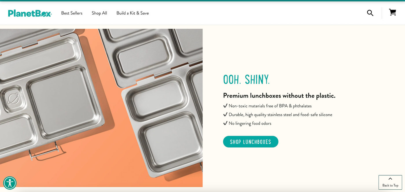 Example of a CTA button on PlanetBox website