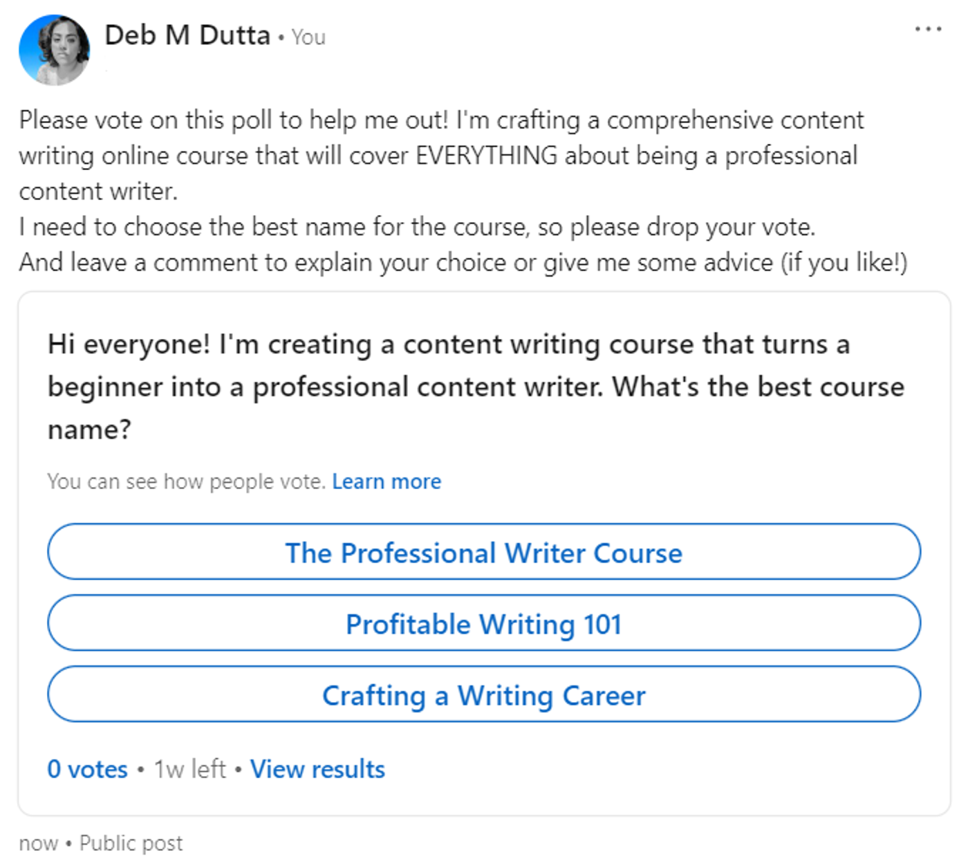LinkedIn-poll-done-by-deb-asking-about-content-courses