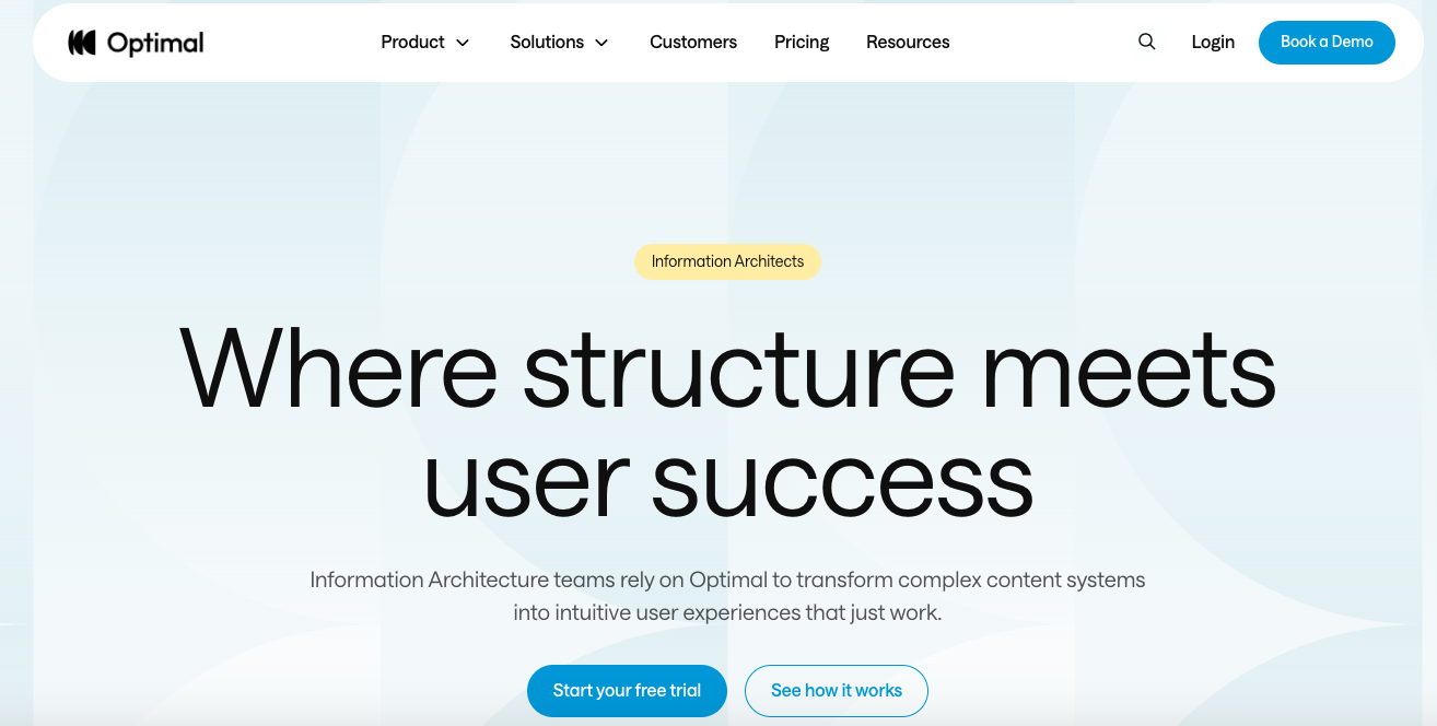 Optimal information architecture research homepage