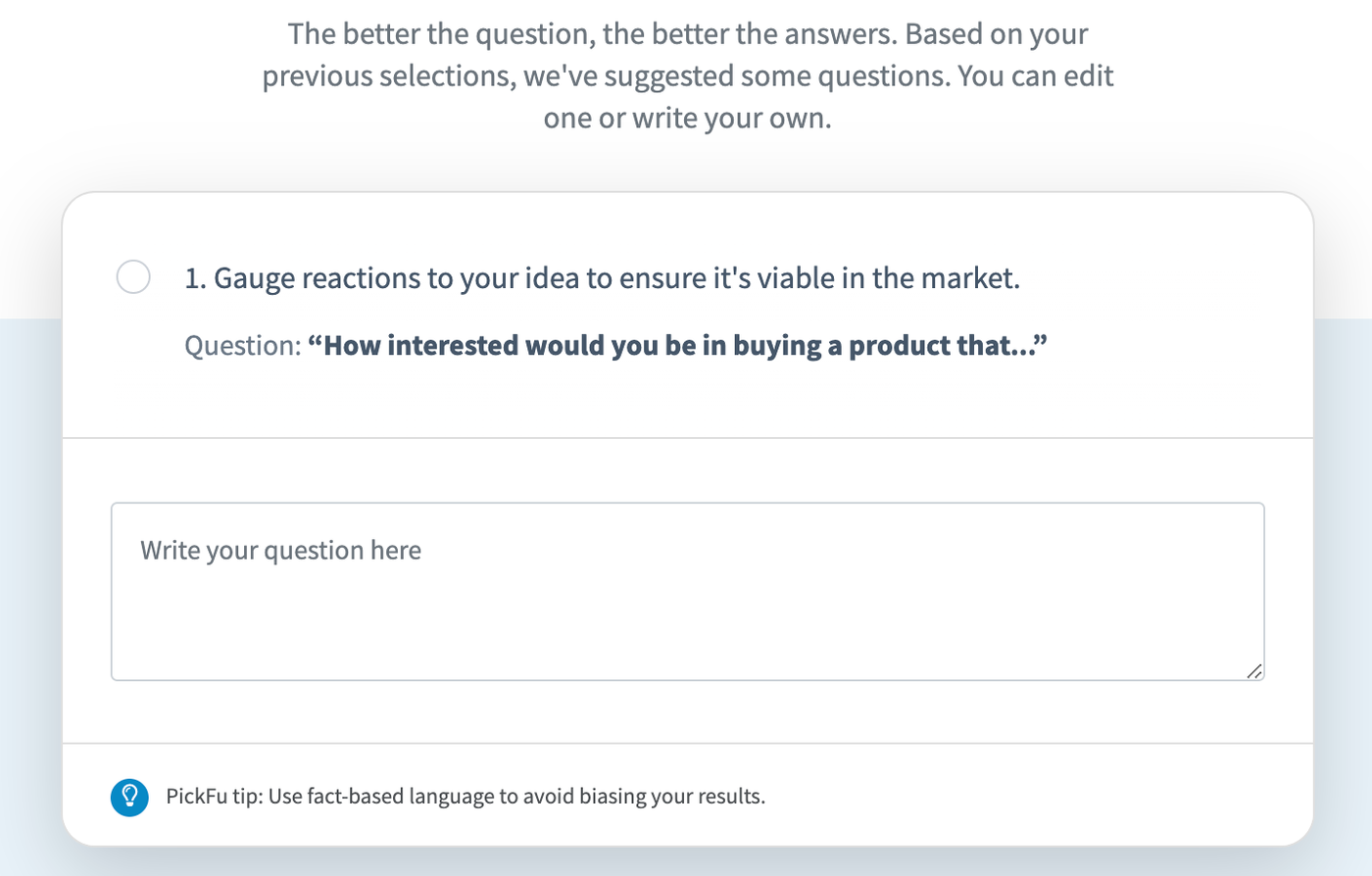 PickFu open-ended poll screenshot