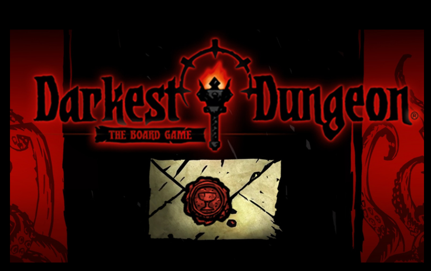 An image showing the red-and-black cover for the Darkest Dungeon board game.