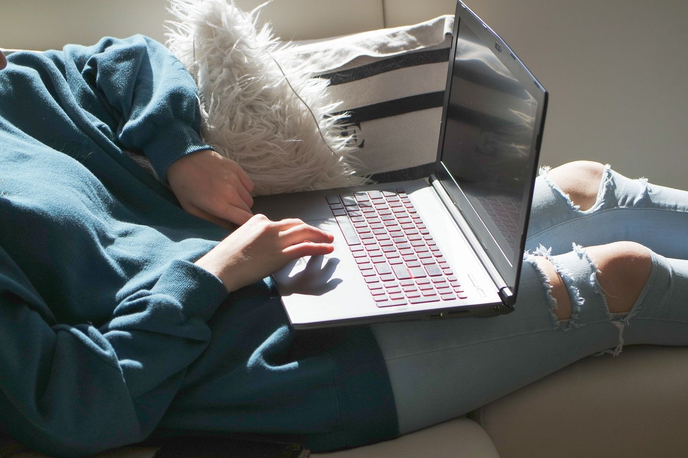 Online shopping at home on the couch.