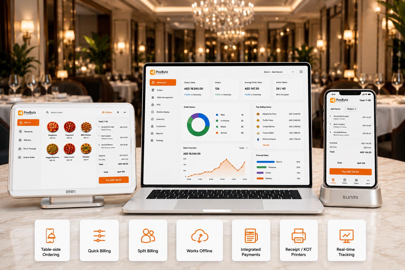 Fine dining POS software for table-side ordering, split billing, and restaurant billing