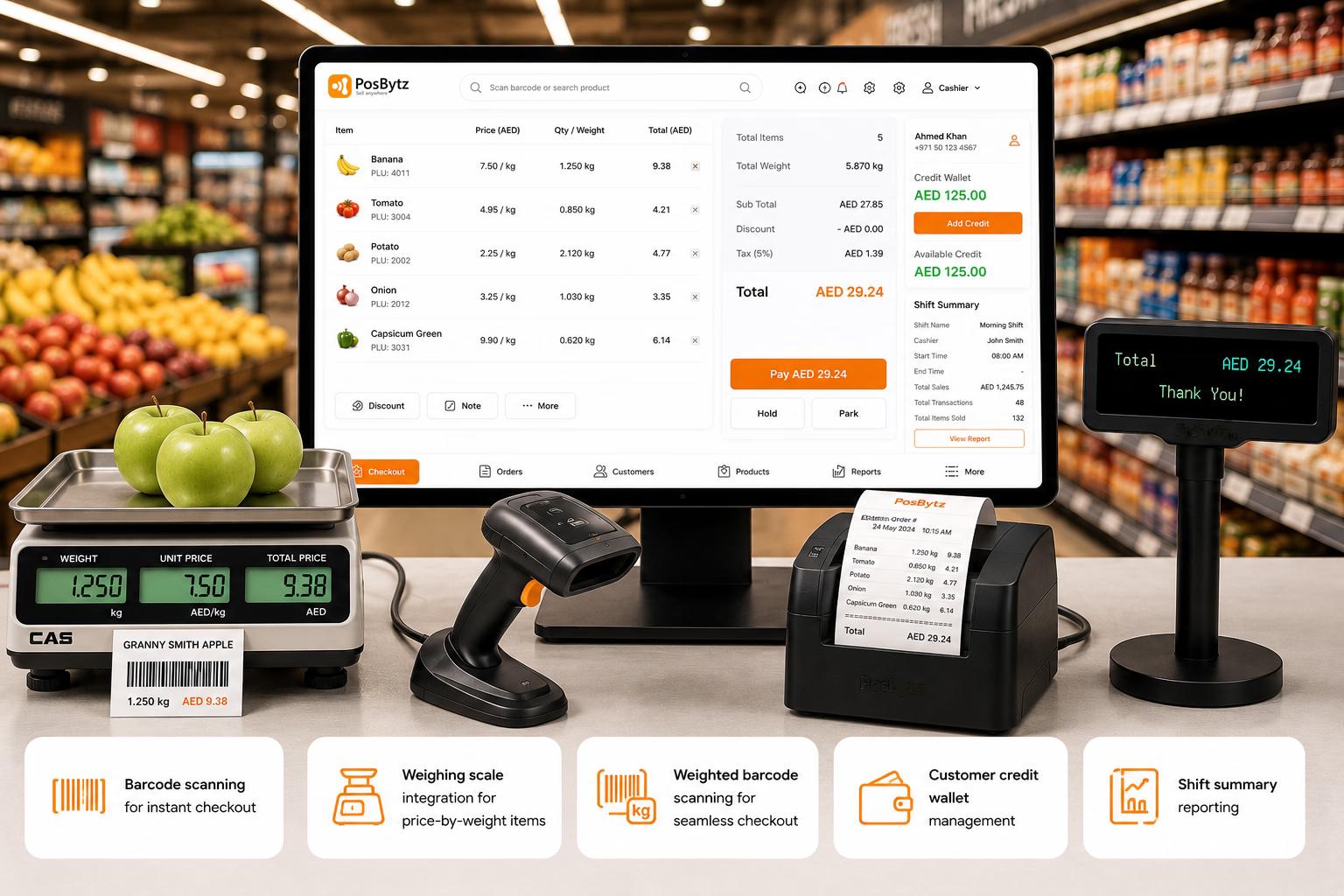Fast Retail Checkout with Barcode & Weighing Scale Integration