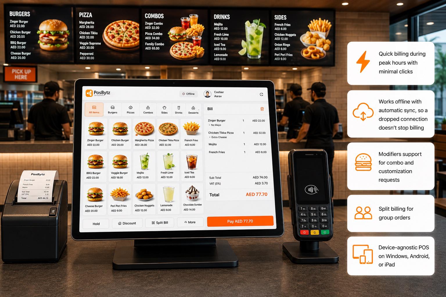 QSR POS software for fast billing, offline sales, and quick service restaurant checkout