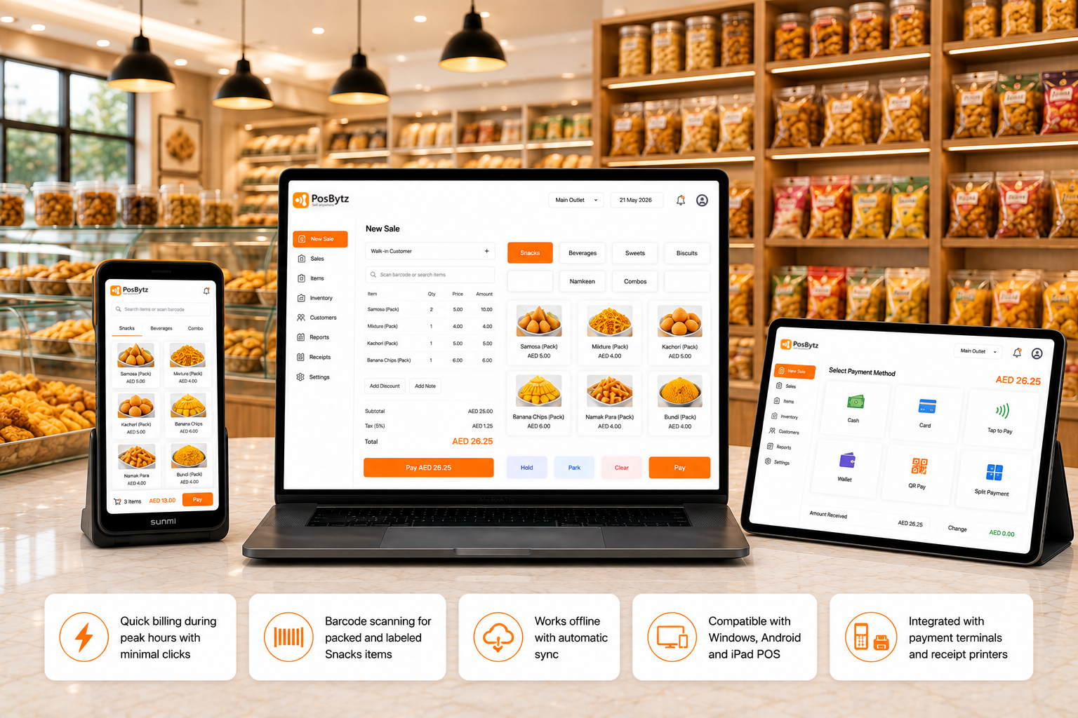 برنامج نقاط بيع لمحل الوجبات الخفيفة للفوترة بالباركود