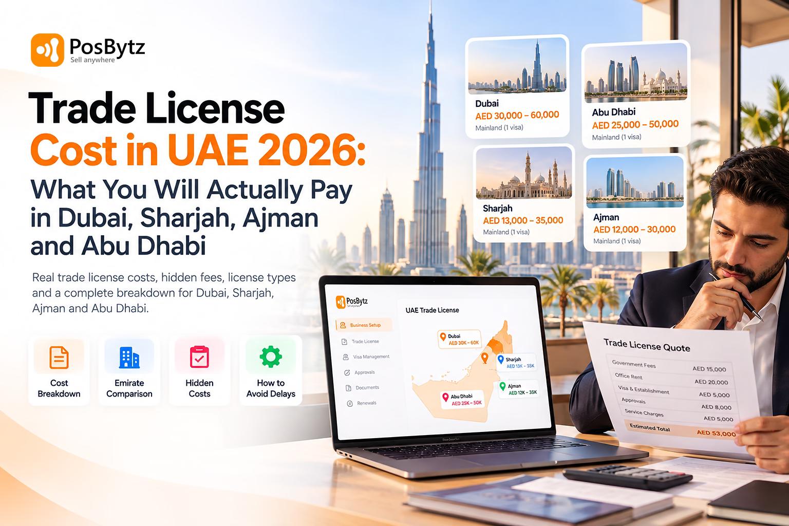 Trade License Cost in UAE 2026: What You Will Actually Pay in Dubai, Sharjah, Ajman and Abu Dhabi