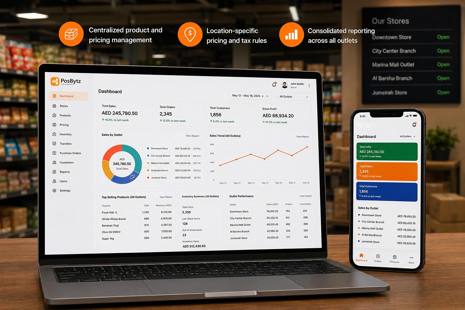 Multi-store Point of Sale (POS) software