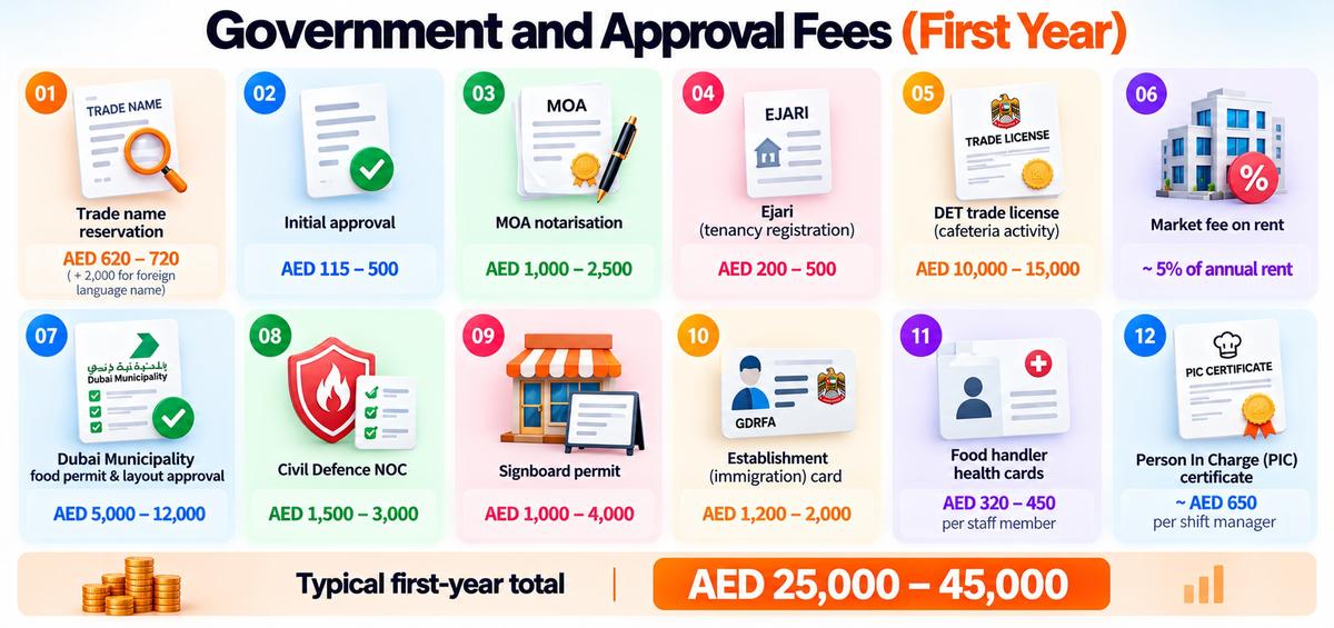 Government and approval fees (first year)