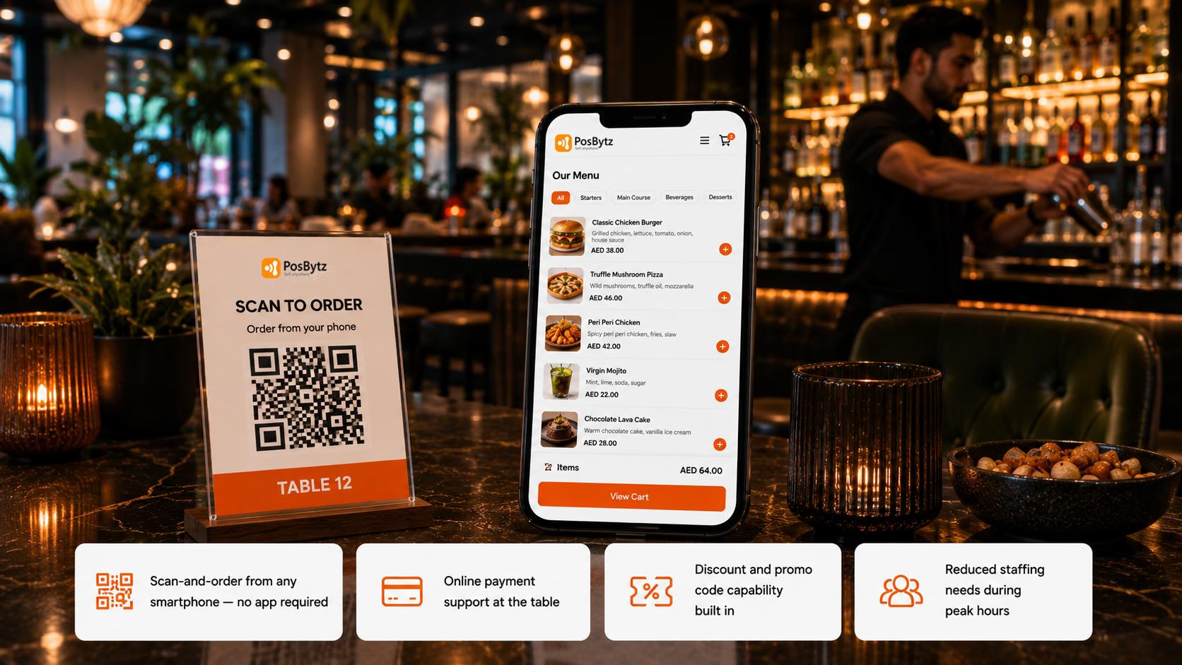 QR code table ordering system for bars and restaurants with online payment