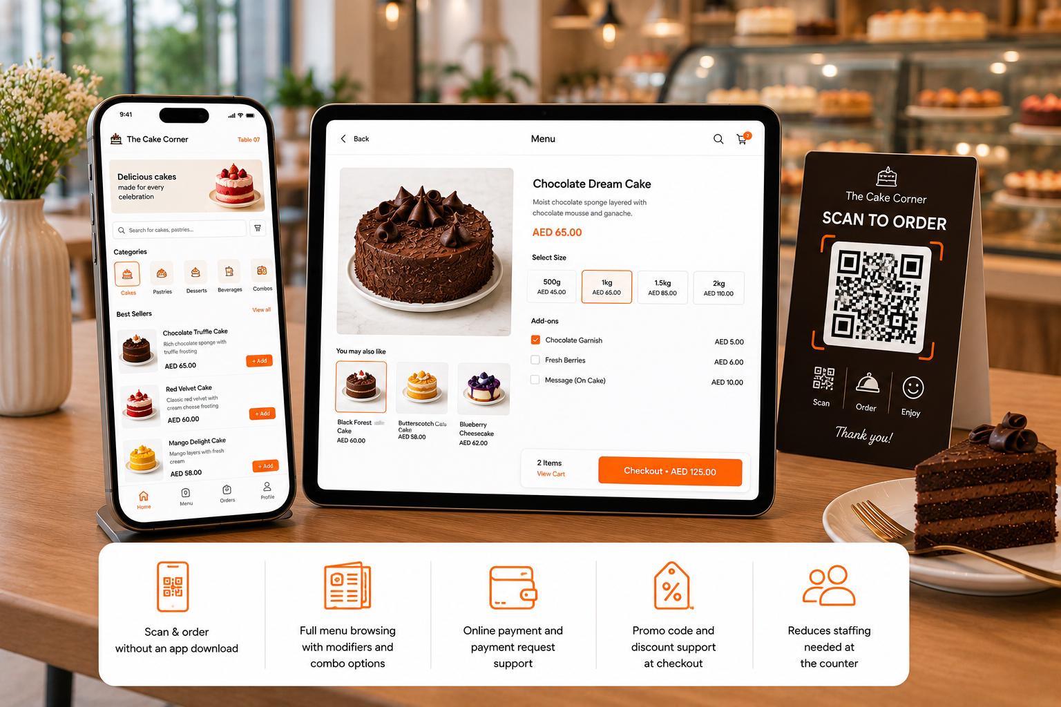 QR code ordering system for cake shops and bakeries to enable self-service ordering