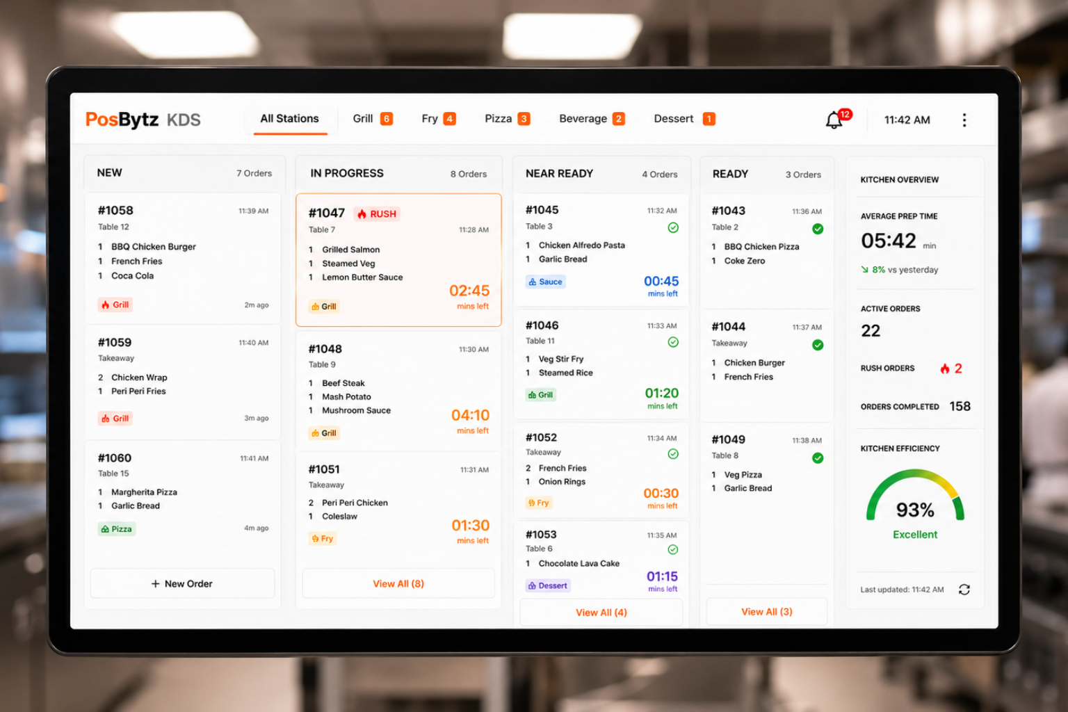 Kitchen Display System integrated with Restaurant Management Software for automated order routing
