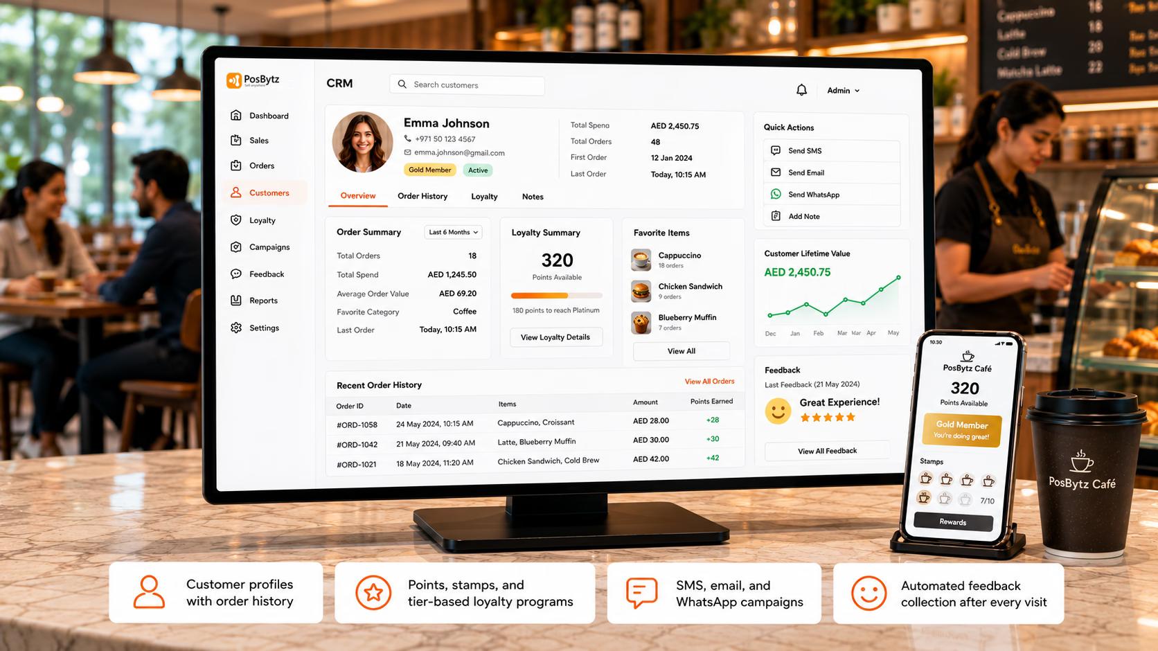 CRM system for a restaurant and cafe