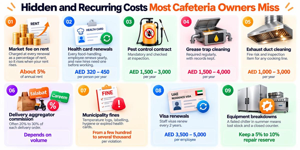 Cafeteria License Cost in Sharjah, Abu Dhabi and Ajman Compared