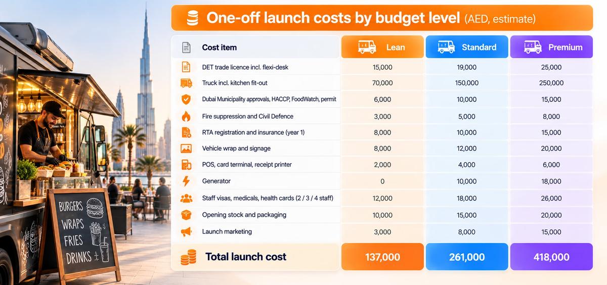 One-off launch costs by budget level