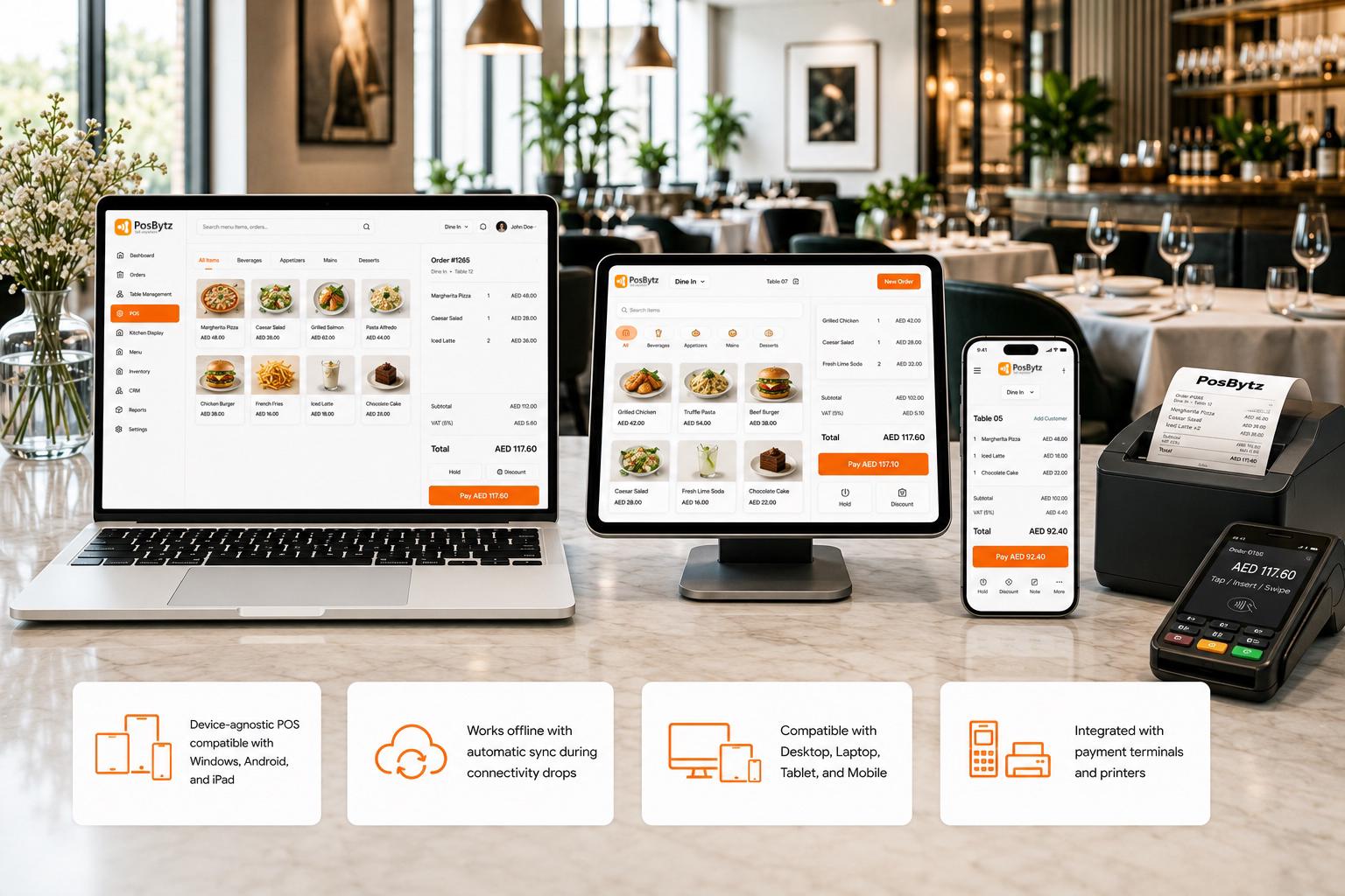 Device-agnostic POS software for Windows, Android, and iPad with offline billing