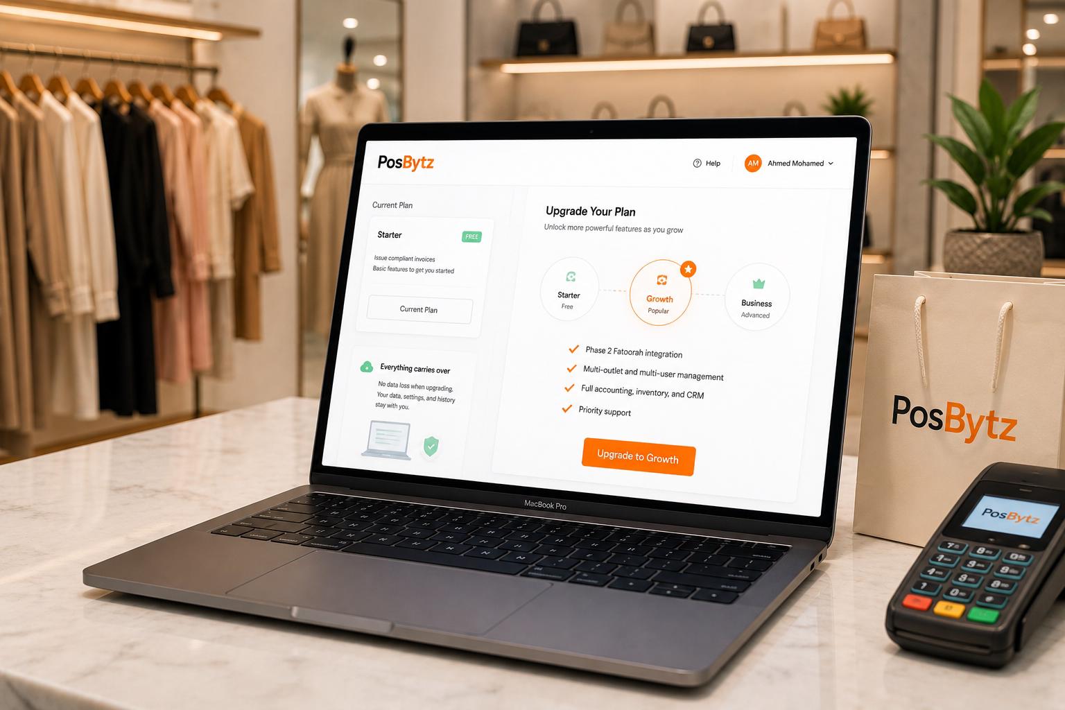 Scalable e-invoicing software with Fatoorah integration, multi-outlet management, accounting, inventory, and CRM