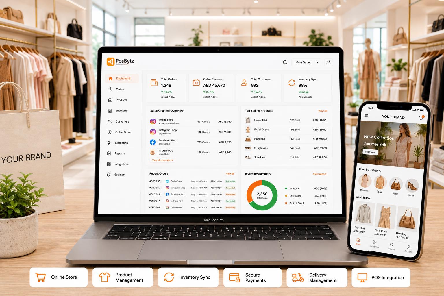 E-commerce system integrated with POS for managing online and in-store sales from one platform.