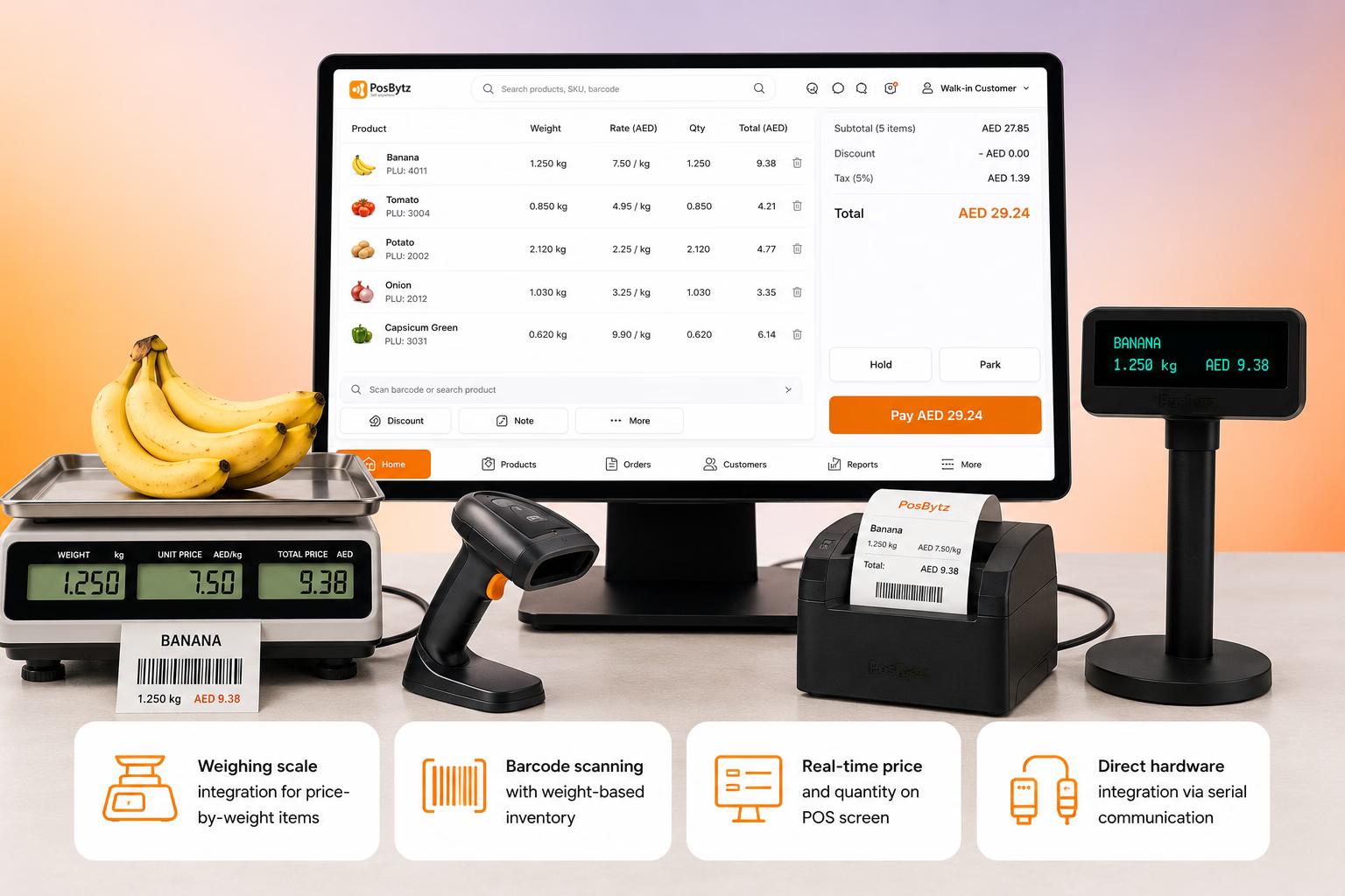 Supermarket POS Software with Weighing Scale & Barcode Integration