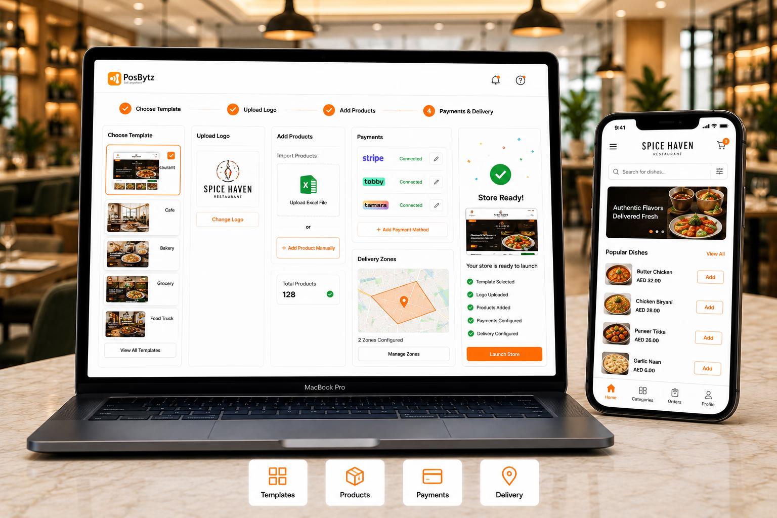 Free e-commerce setup with templates, payments, and delivery configuration in minutes