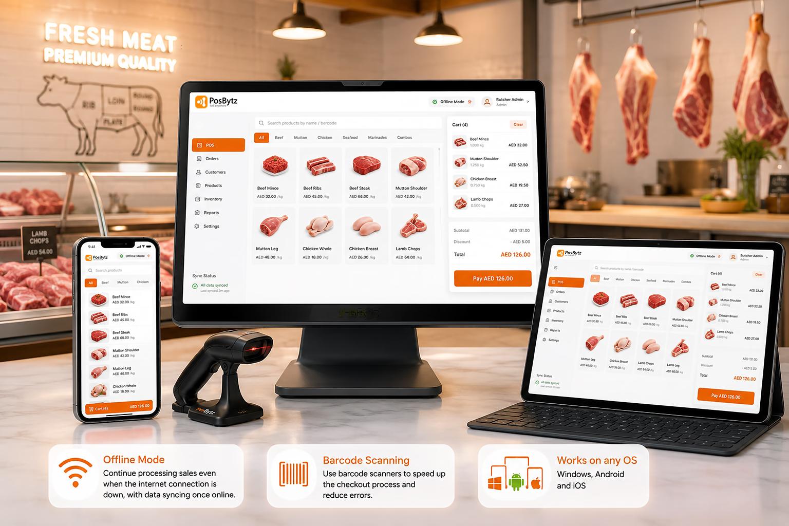 Butchery POS software with offline billing and barcode scanning